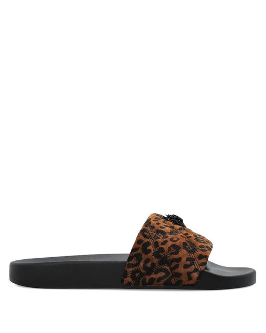 Kurt Geiger Brown Meena Quilted-Design Animal-Print Sandals