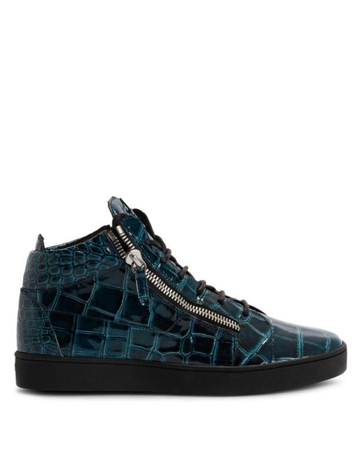 Giuseppe Zanotti Frankie Crocodile Embossed Hi Top Sneakers in Blue for Men Lyst UK