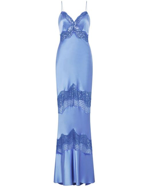Rebecca Vallance Blue Larisa Silk Maxi Dress