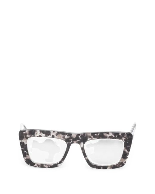 Thom Browne Black Tortoiseshell-Effect Square-Frame Glasses