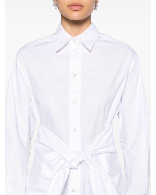 Manuel Ritz White Classic-collar Cotton Shirt Minidress
