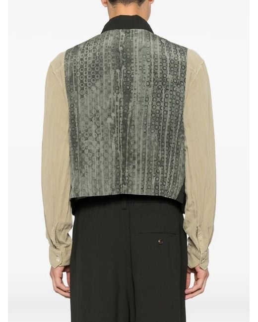 Ziggy Chen Black Patterned-Back Waistcoat for men