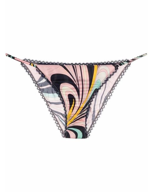 Emilio Pucci White Onde-Print Tanga Briefs