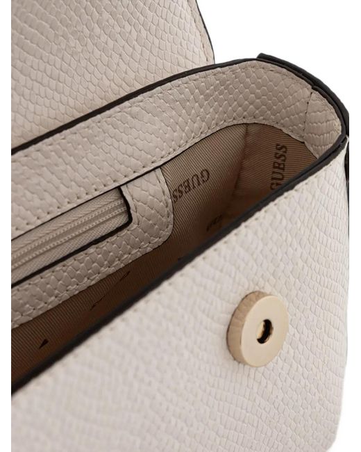 Guess White Snake-Effect Buckle-Detail Shoulder Bag