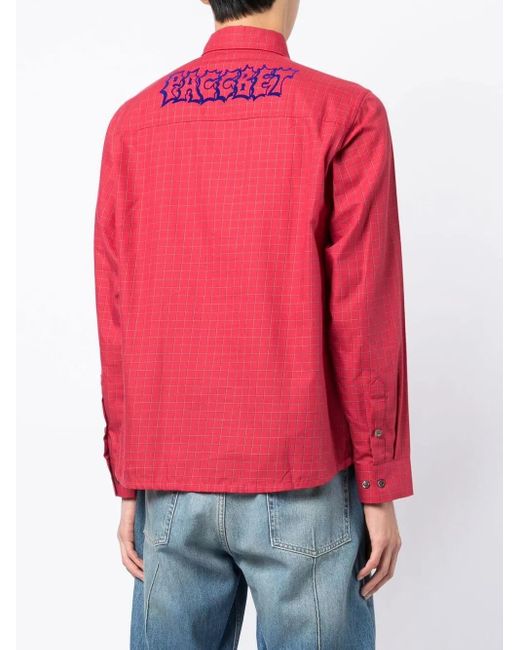 Rassvet (PACCBET) Pink Check-Pattern Logo-Print Shirt for men