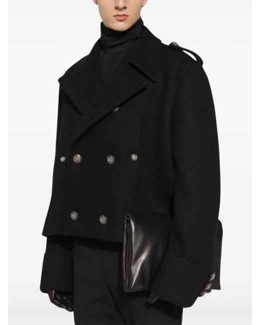 Dolce & Gabbana Black Double-Breasted Peacoat for men
