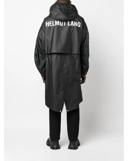 Helmut Lang Black Logo-Print Drawstring Parka for men