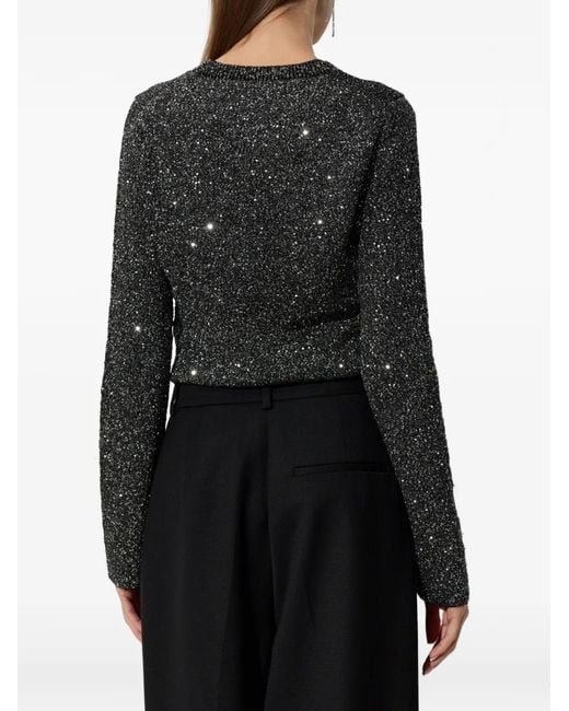 LoveShackFancy Black Sequin-Embellished Cardigan