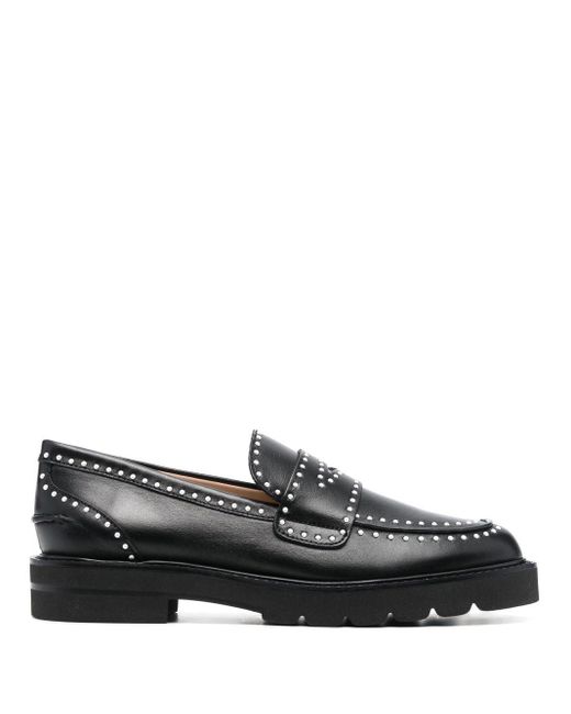 Stuart Weitzman Parker Studded Leather Loafers in Black | Lyst