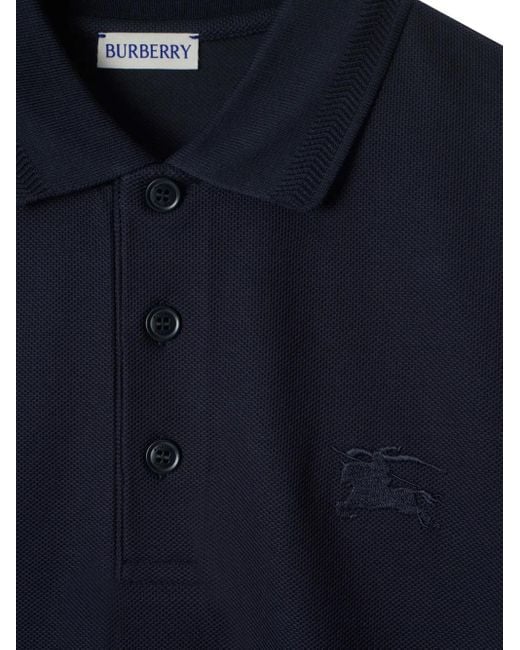 Polo Con Ricamo Logo di Burberry in Blue da Uomo