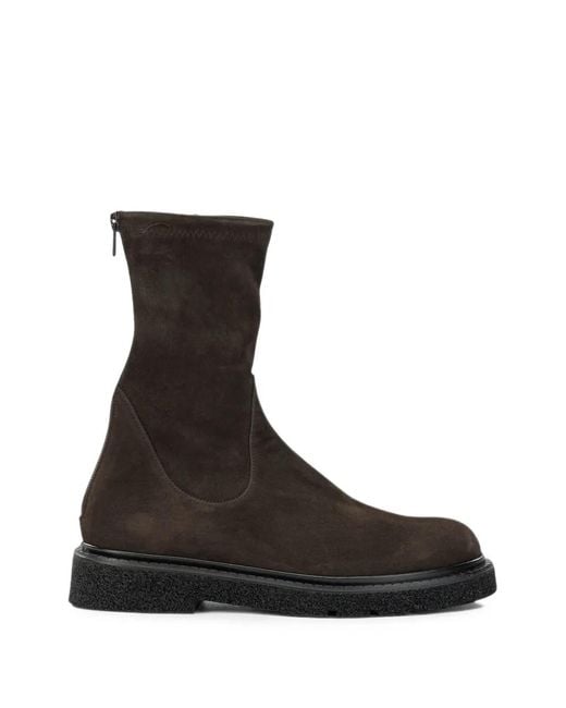 Guglielmo Rotta Black Suede Rear-Zip Ankle Boots
