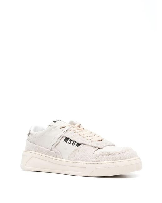 MSGM White Logo-Print Sneakers for men