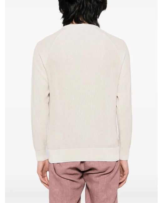 Eleventy White Cotton Crew Neck Sweater for men