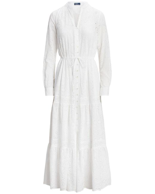Polo Ralph Lauren White Eyelet Cotton Maxi Dress
