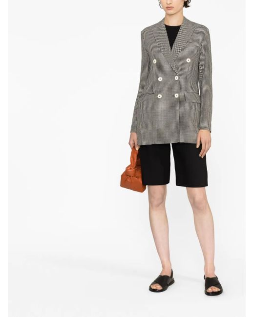 Circolo 1901 Gray Check-Print Double-Breasted Blazer
