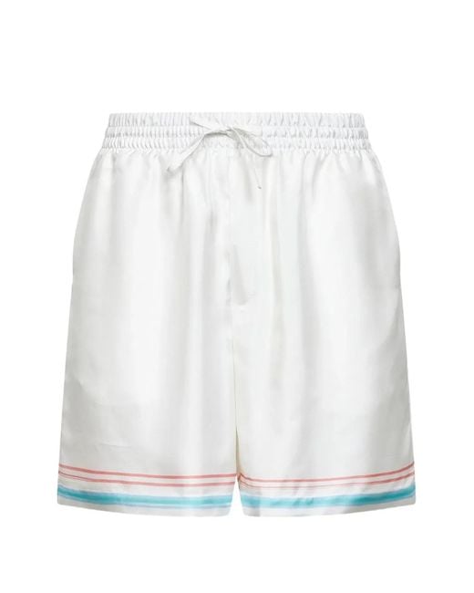 Casablanca White Elasticated Striped Shorts for men