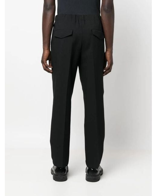 Jil Sander Black Pleated Straight-Leg Trousers for men