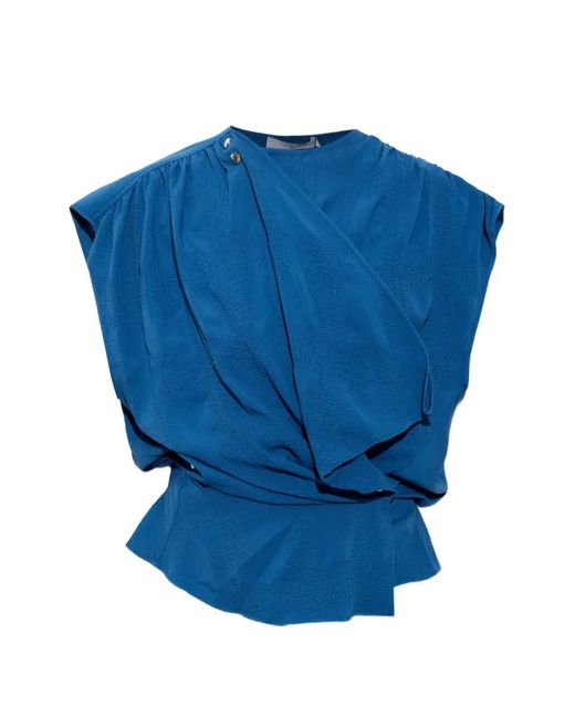 IRO Blue Phanny Draped Blouse