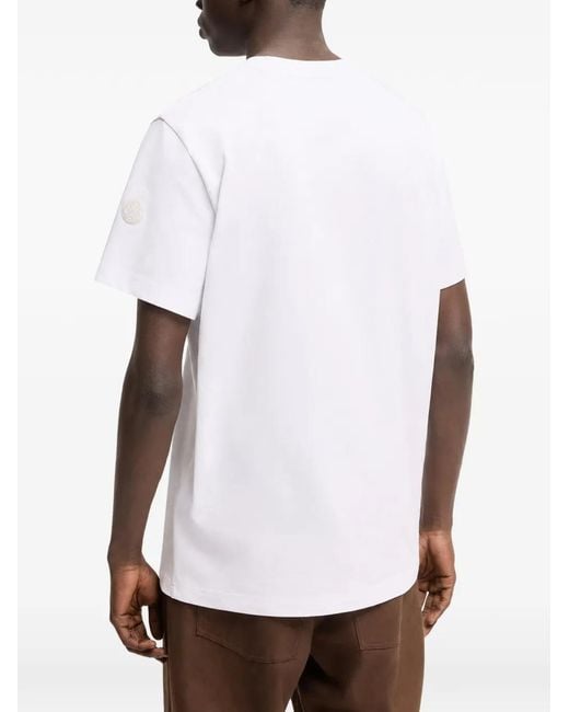 Moncler White Logo-Patch T-Shirt for men