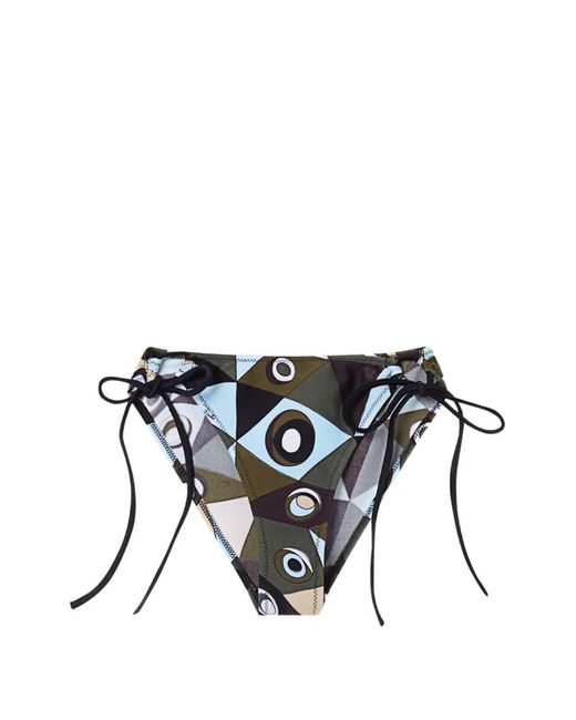 Emilio Pucci White Occhi-Print Adjustable Bikini Bottoms