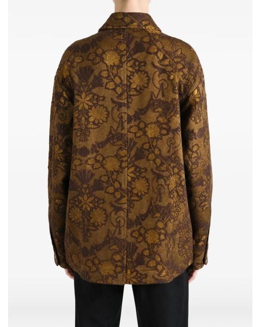 Uma Wang Brown Jinn Floral-Jacquard Button-Up Jacket for men