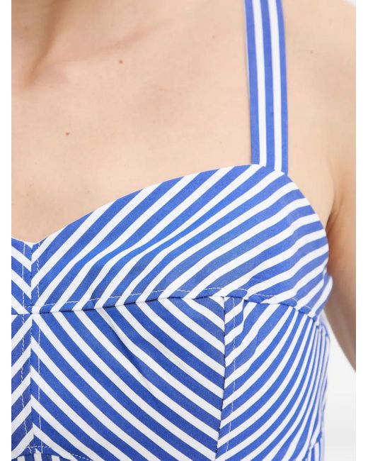 Guess Blue Striped Corset-Style Top