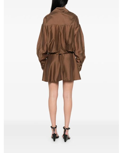 Thelatest Brown Denise Button Mini Dress