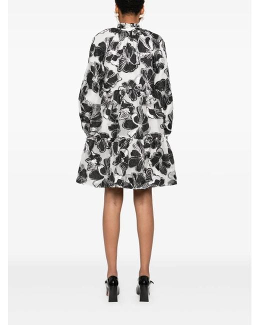 Stine Goya Gray Anemone-Jacquard Tier Mini Dress