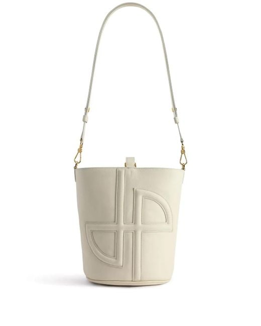 Patou White Embossed Leather Bucket Bag