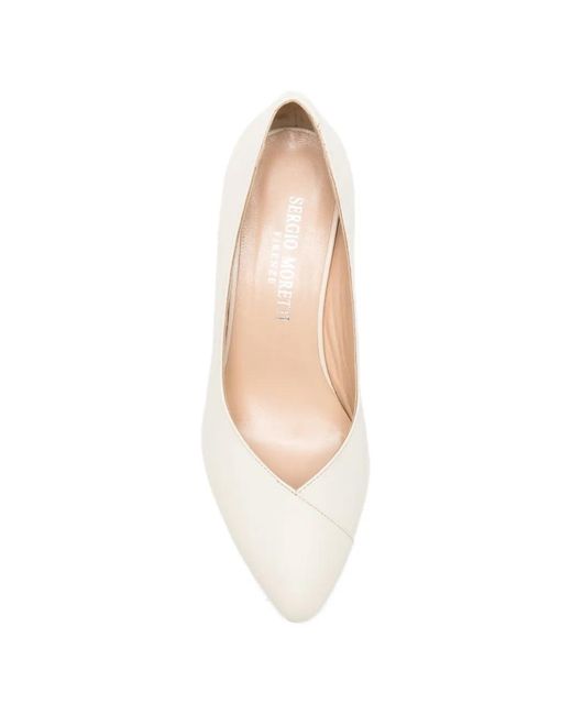 SERGIO MORETTI FIRENZE White Pointed-Toe Block-Heel Pumps