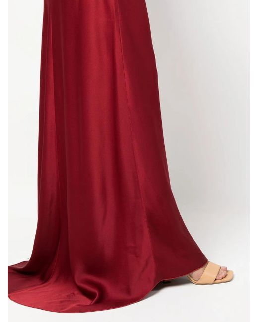 Max Mara Vネック サテンイブニングドレス Red
