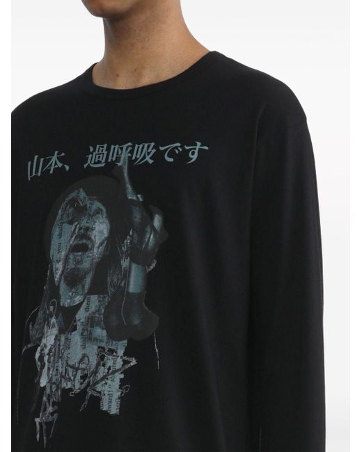Yohji Yamamoto Katoenen Sweater Met Print in het Black voor heren