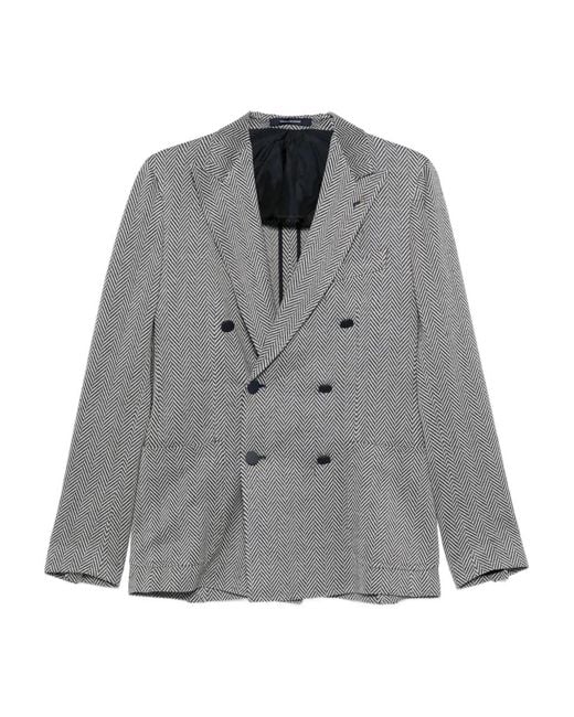 Tagliatore Gray Herringbone Double-Breasted Blazer for men