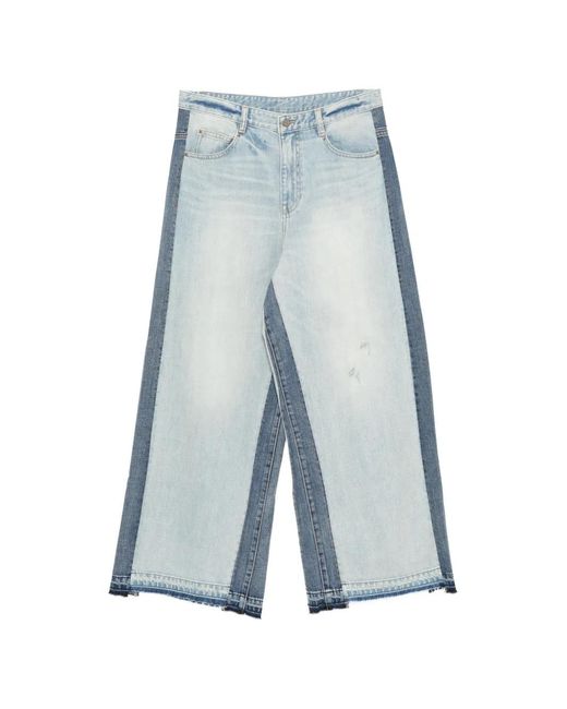 JNBY Blue Colour-Block Wide-Leg Jeans