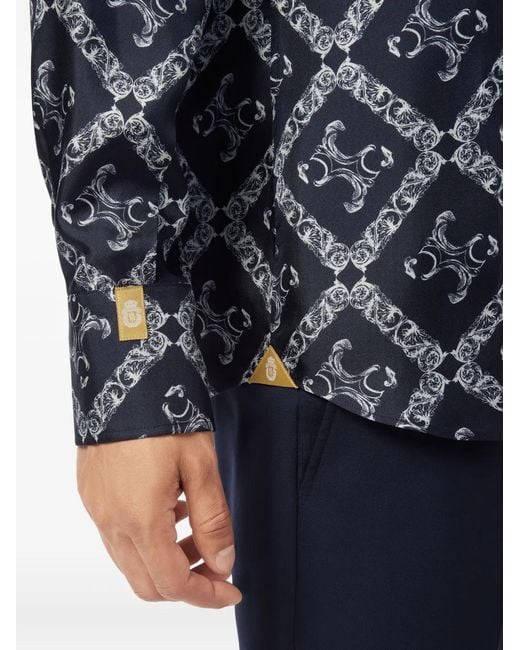 Billionaire Blue Monogram Print Shirt for men