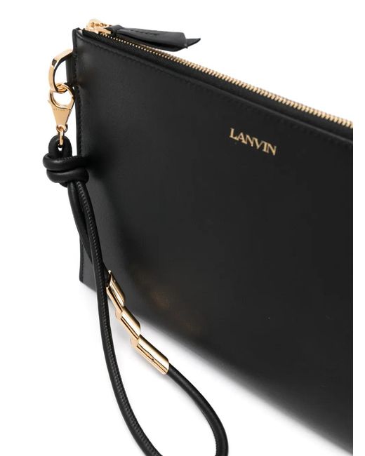 Lanvin Black Mini Sequence Flat Pouch Handbag