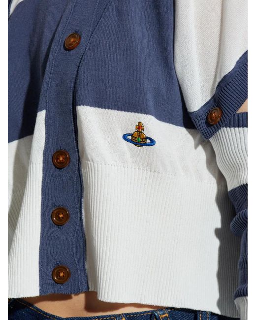 Vivienne Westwood ストライプ クロップド カーディガン Blue