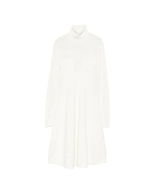 Blugirl Blumarine White Roll-Neck Midi Dress