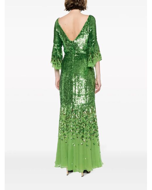 Temperley London Green Celestial Sequinned Maxi Dress