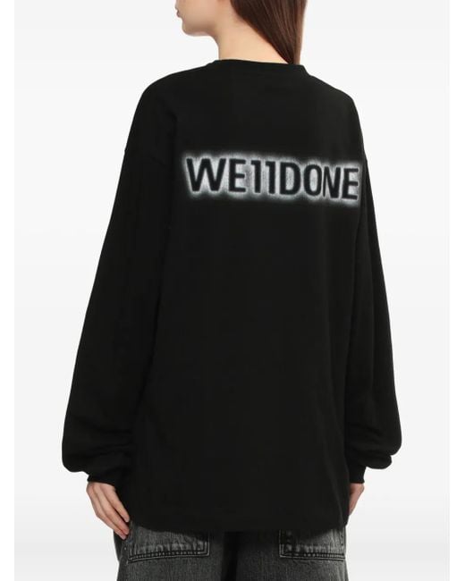 we11done Black Teddy-Print Long-Sleeve Top