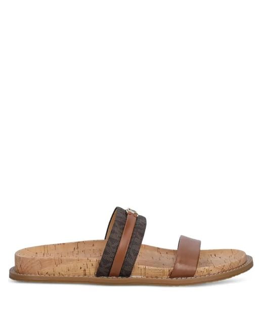 MICHAEL Michael Kors Brown Logo-Plaque Sandals