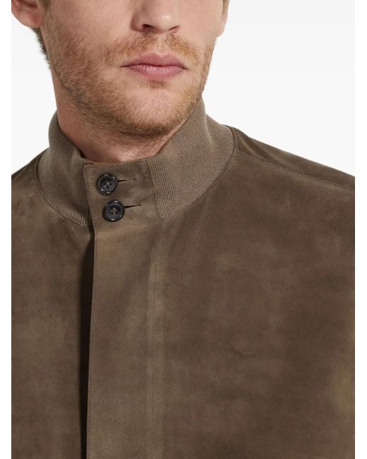 メンズ Zegna スエード ブルゾン Brown