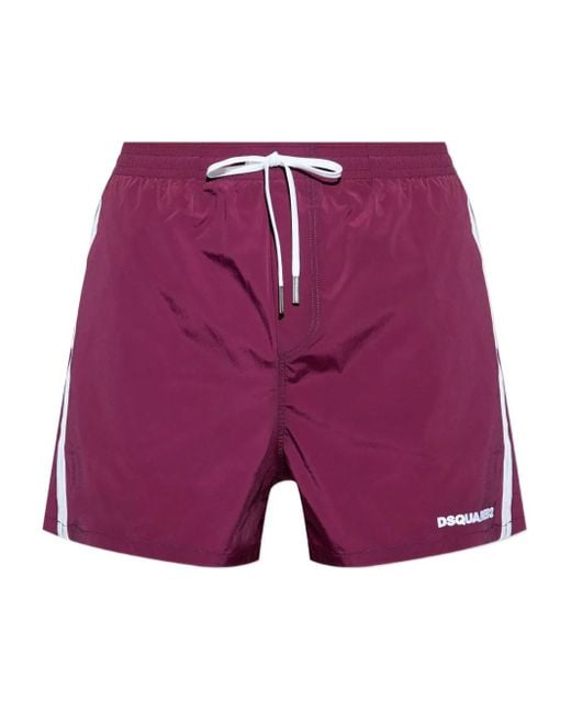 DSquared² Badeshorts Mit Logo-Stickerei in Purple für Herren