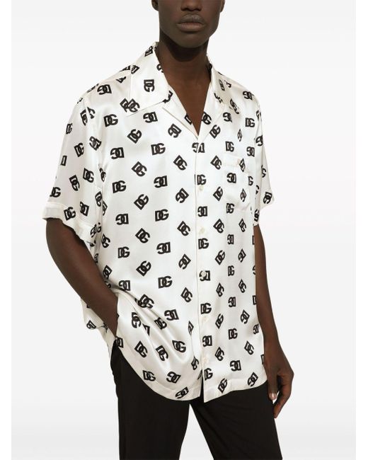 Camisa con logo DG estampado Dolce & Gabbana de hombre de color White