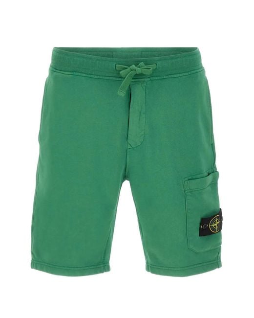 Stone Island Green 6200011 Organic Cotton Fleece Shorts for men