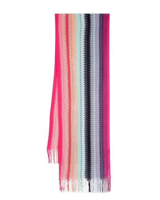 Bufanda tejida en zigzag Missoni de color Pink