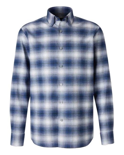 メンズ Brioni チェック シャツ Blue