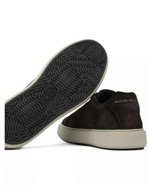 Officine Creative Black Slouch Suede Low-Top Sneakers for men
