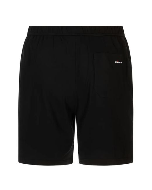 Kiton Black Logo-Embroidered Elasticated Shorts for men