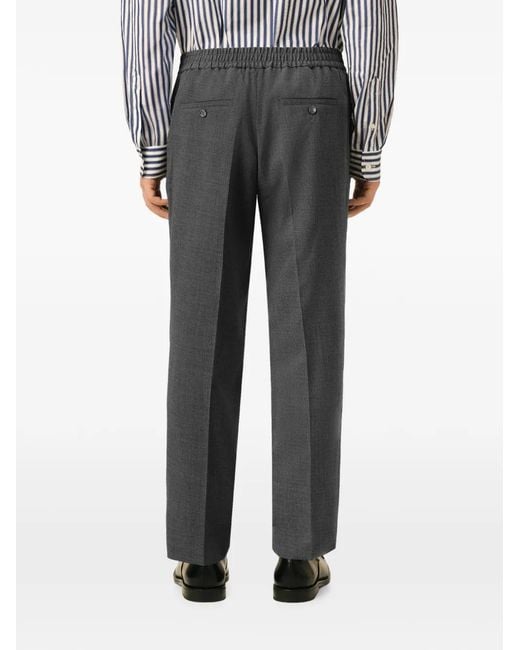 AMI Gray Elasticated-Waist Wool Trousers for men